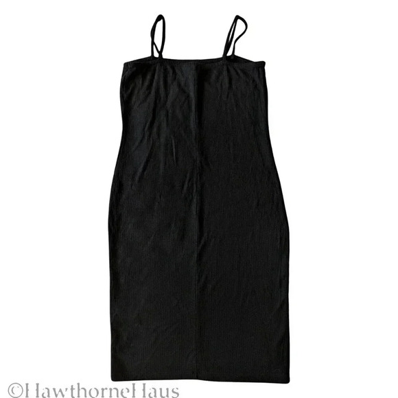 ASOS DESIGN Rose Applique Bodycon Mini Dress Size 2 Ribbed Black Sleeveless - Picture 6 of 9